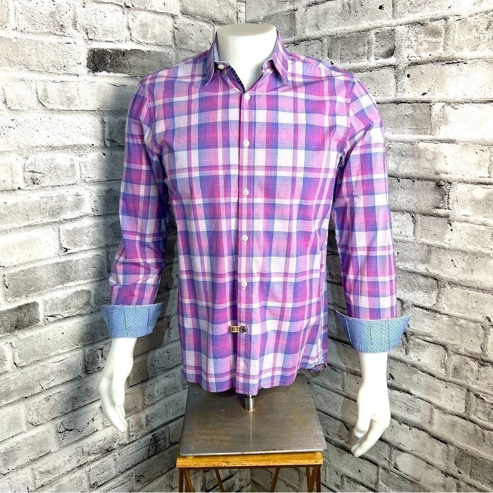 English Laundry Plaid Checked Flip Cuff Casual Shirt